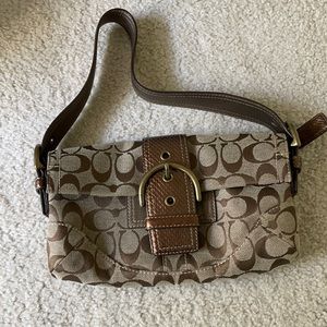 Coach purse with bronze snake skin detail